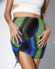 Image de MOTEL X OLIVIA NEILL Mini jupe Hiba en vert et bleu solarisés