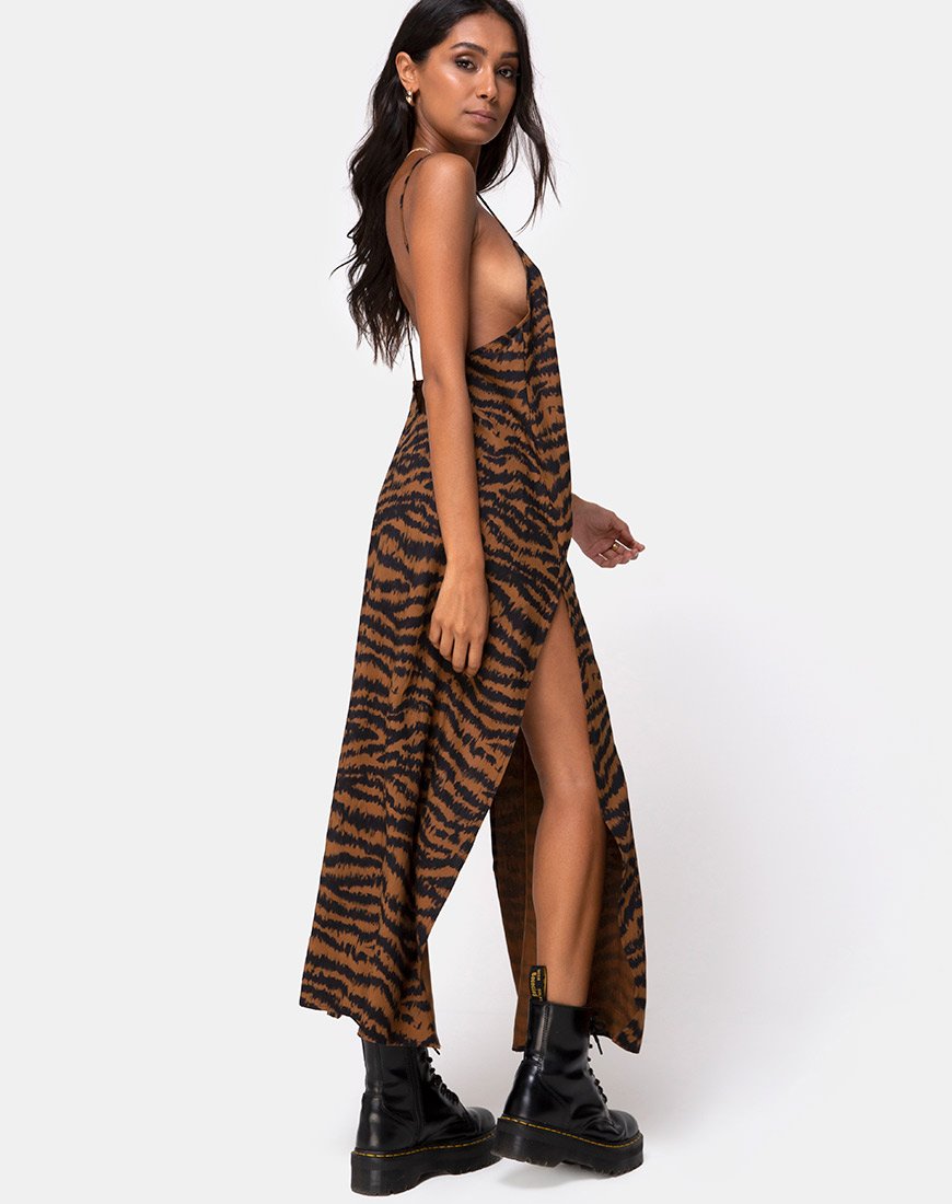 Image de Hime Maxi Dress in Animal Drip Brown