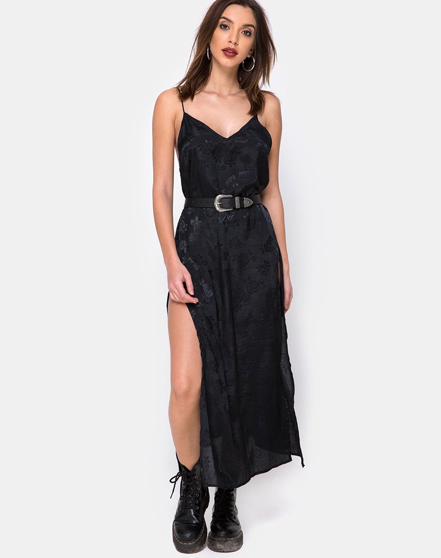 Image de Hime Maxi Dress in Satin Black Rose