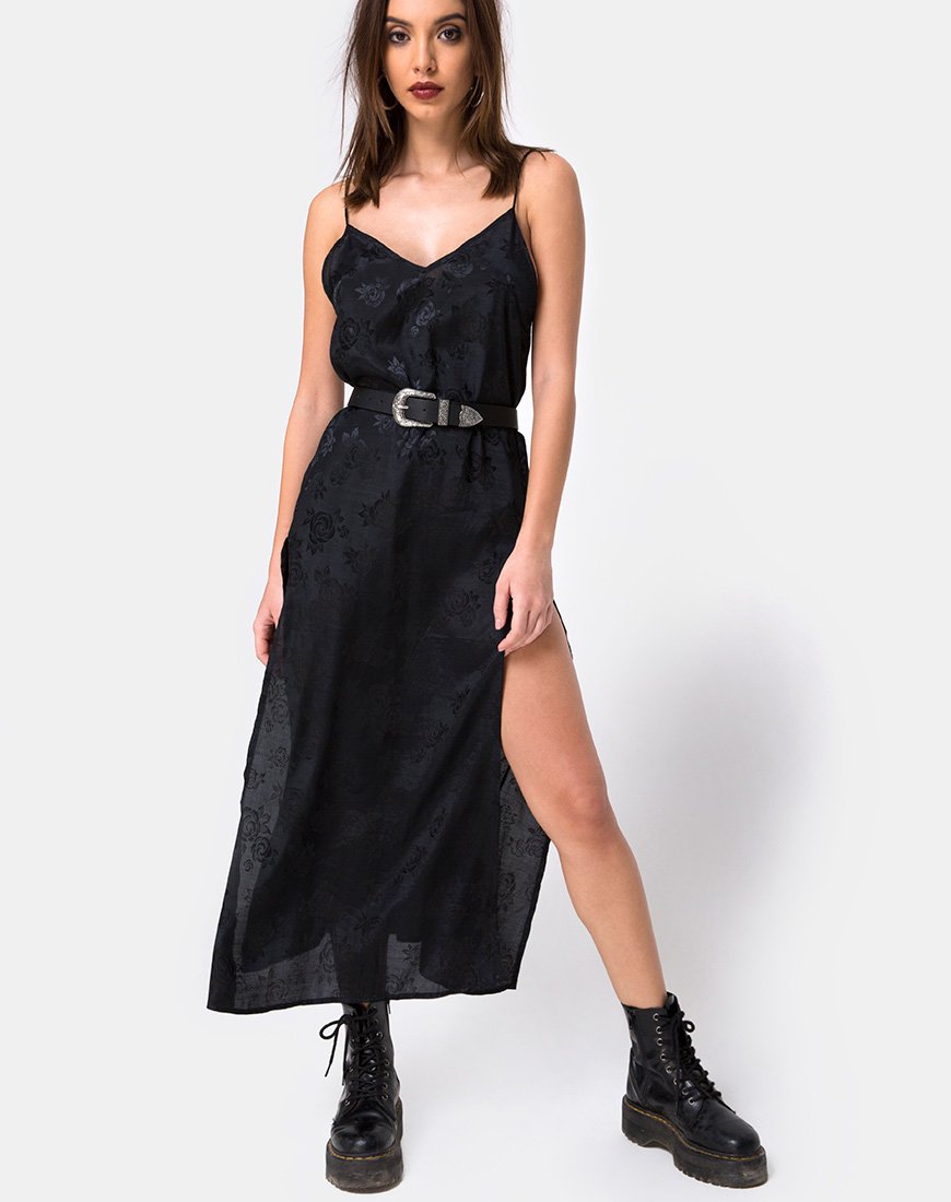 Image de Hime Maxi Dress in Satin Black Rose