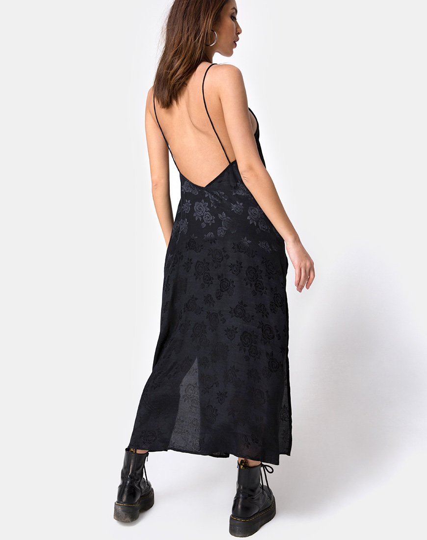 Image de Hime Maxi Dress in Satin Black Rose