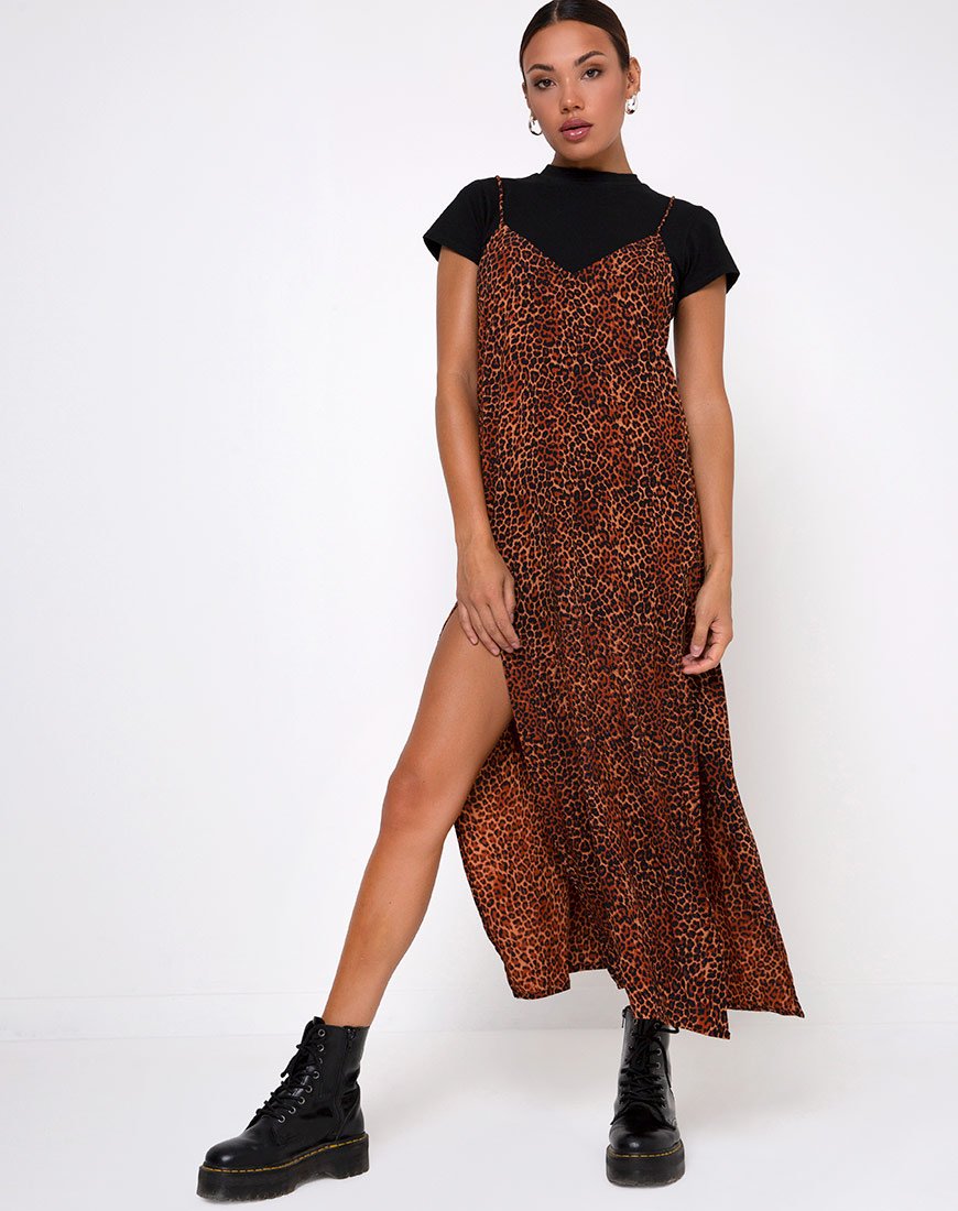 Image de Hime Maxi Dress in Ditsy Leopard Orange