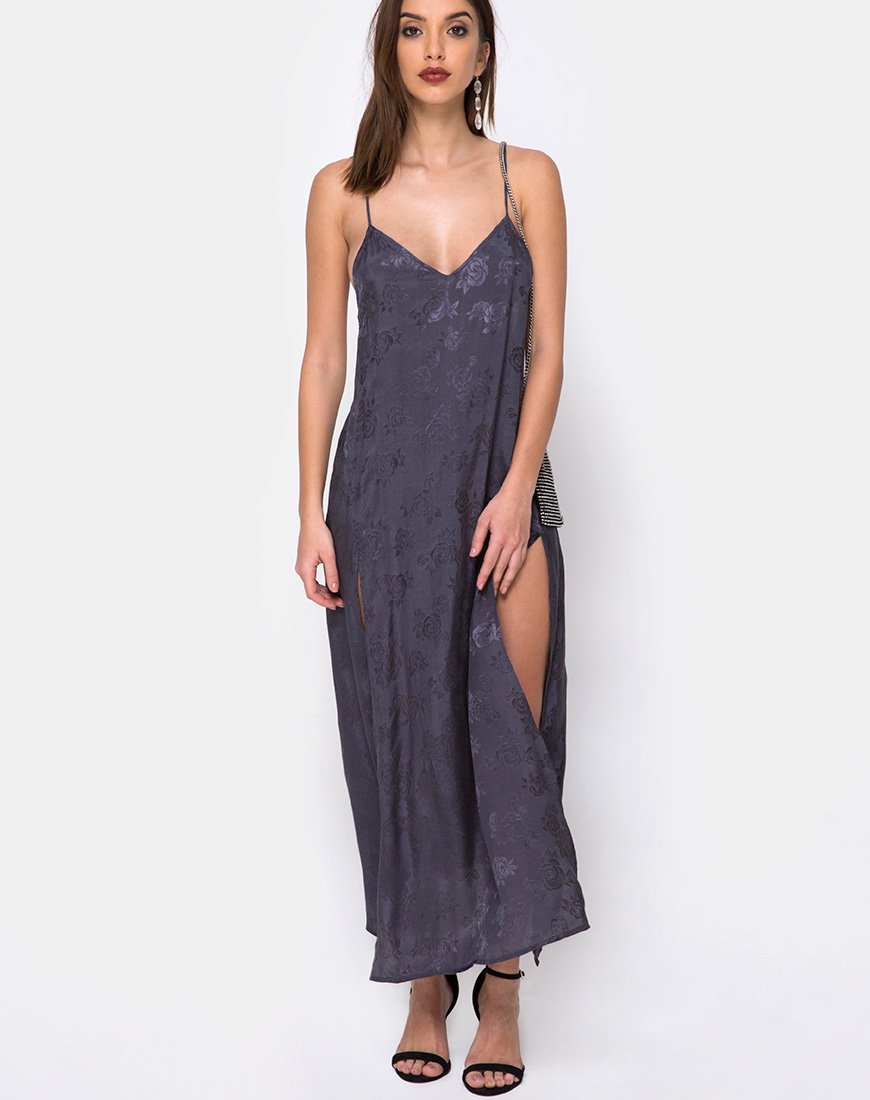 Image de Hime Maxi Dress in Satin Grey Rose