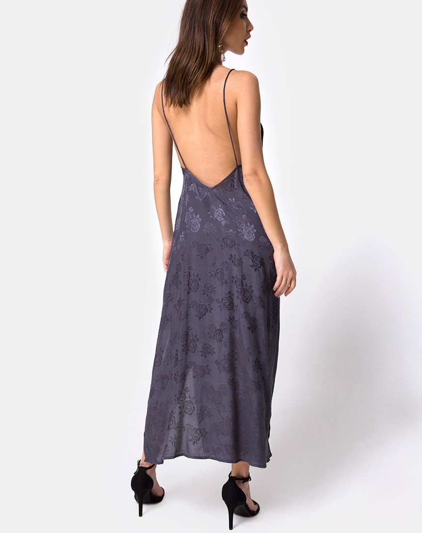 Image de Hime Maxi Dress in Satin Grey Rose