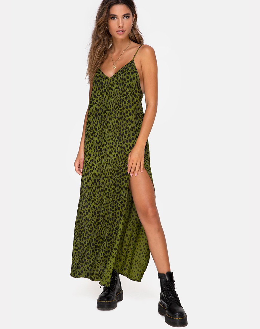 Image de Hime Maxi Dress in Cheetah Khaki