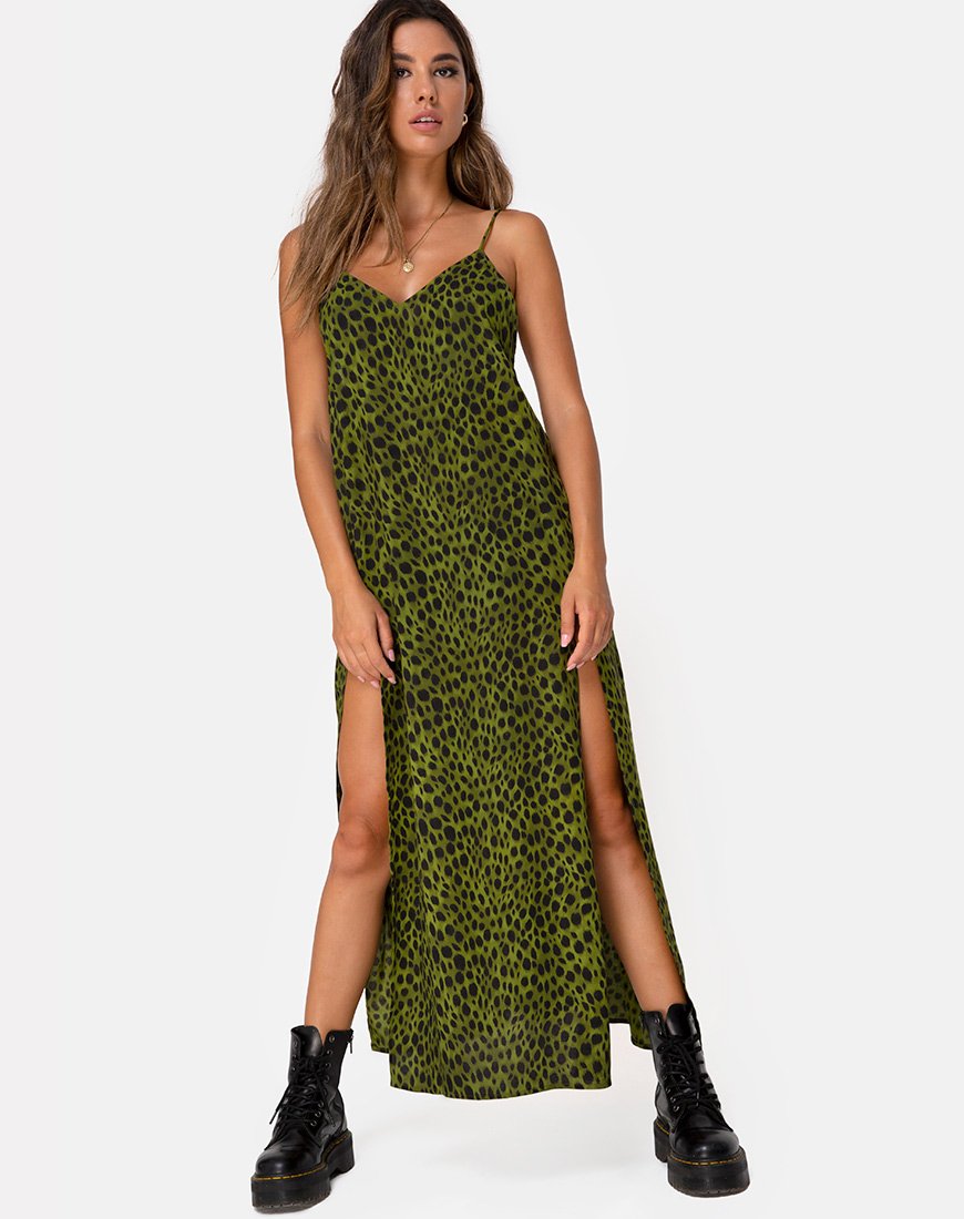Image de Hime Maxi Dress in Cheetah Khaki