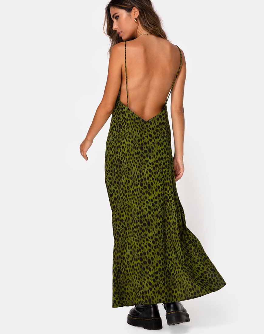 Image de Hime Maxi Dress in Cheetah Khaki