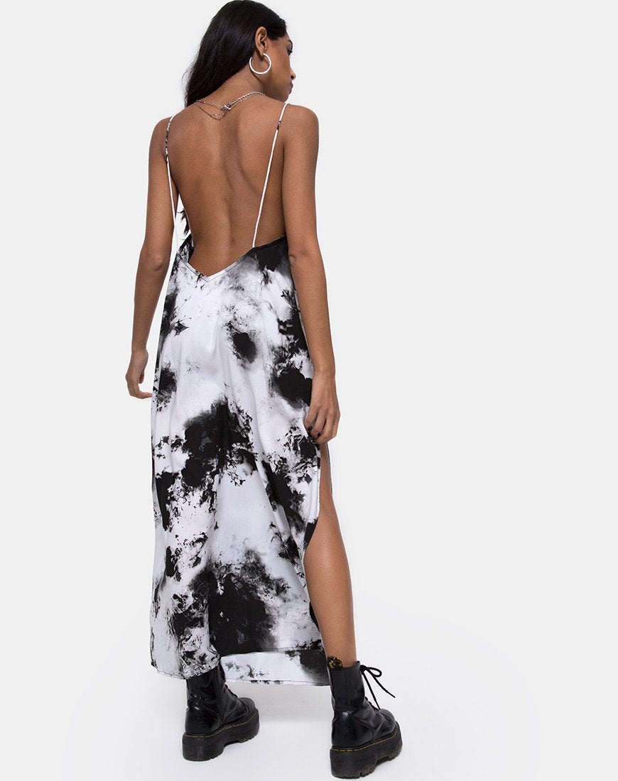 Image de Hime Maxi Dress in Mono Tie Dye Black and White