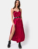 Image de la robe longue Hime en velours bourgogne
