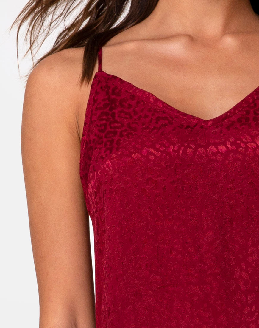 Image de Hime Maxi Dress in Satin Cheetah Raspberry