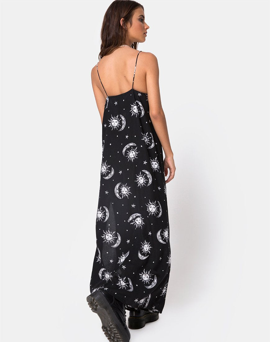 Image de Batis Maxi Dress in Sun Moon Stars BW