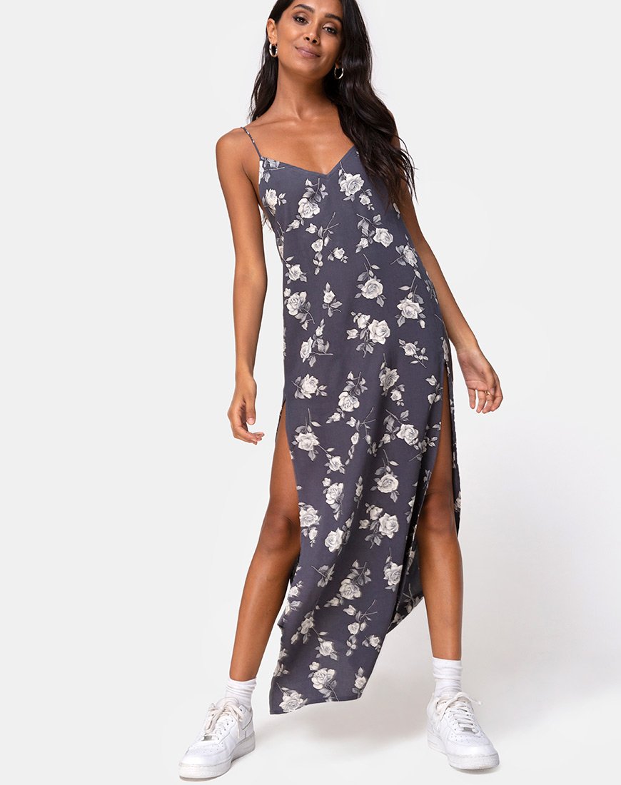Image de Hime Maxi Dress in White Rose Grey