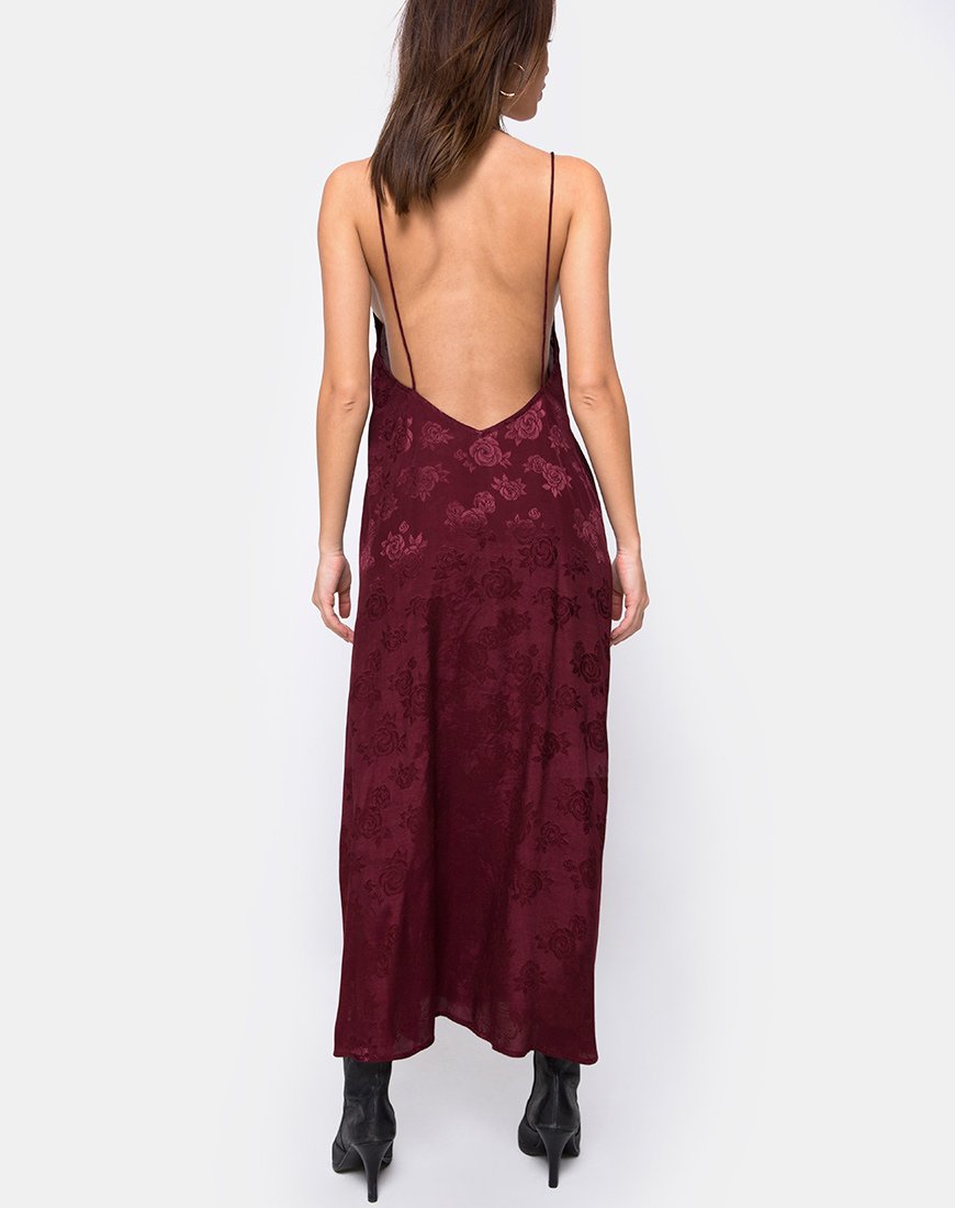 Image de Hime Maxi Dress in Satin Burgundy Rose