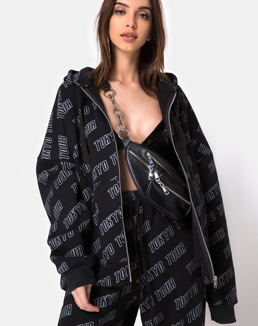 Pull à capuche zippé Hollack en Tokyo Tour Noir