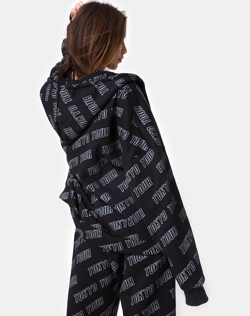 Pull à capuche zippé Hollack en Tokyo Tour Noir