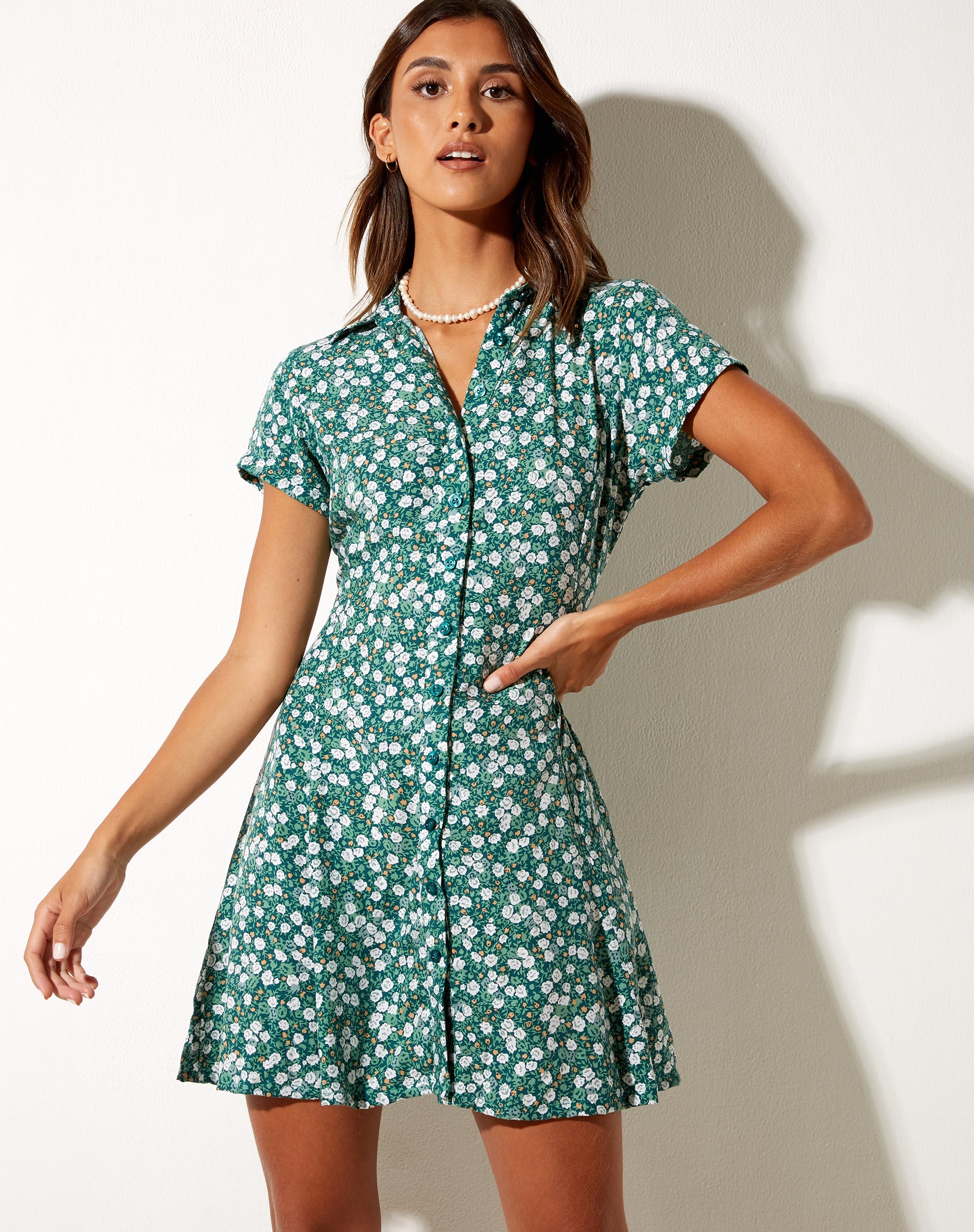 Image de Holma Mini Dress in Floral Field Green