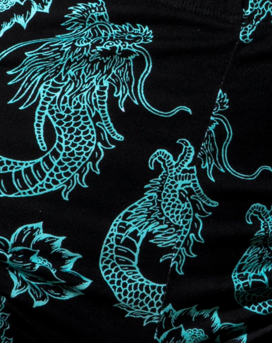 Image de Hot Pant en Dragon Flower Noir et Menthe