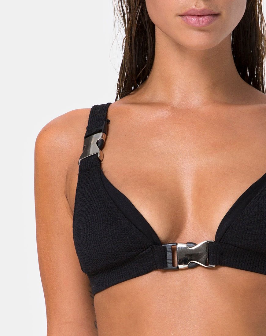 Image de Hyuna Bikini Top in Black with Silver Buckle