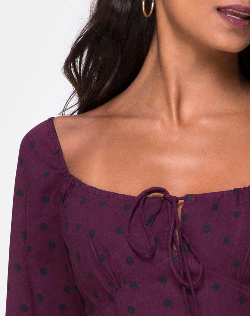 Image de Ilova Dress in Skater Polka Wine
