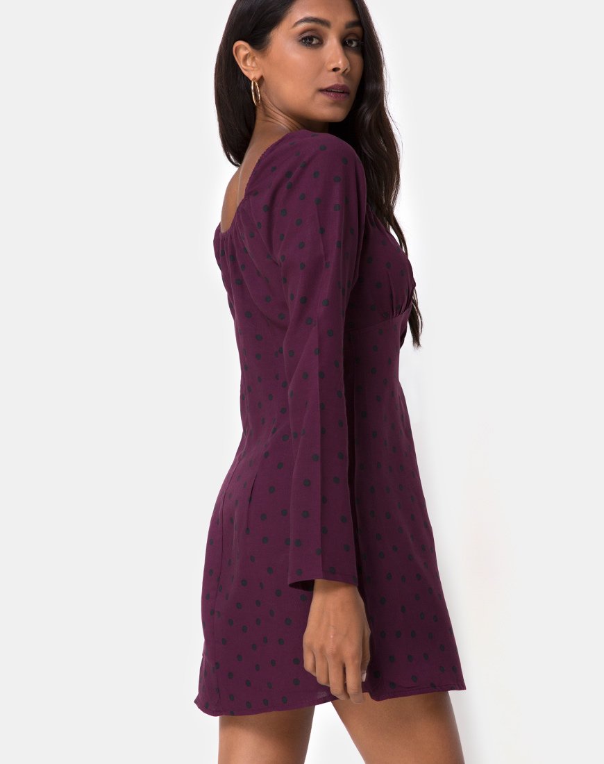 Image de Ilova Dress in Skater Polka Wine