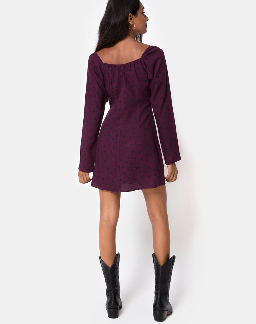 Image de Ilova Dress in Skater Polka Wine