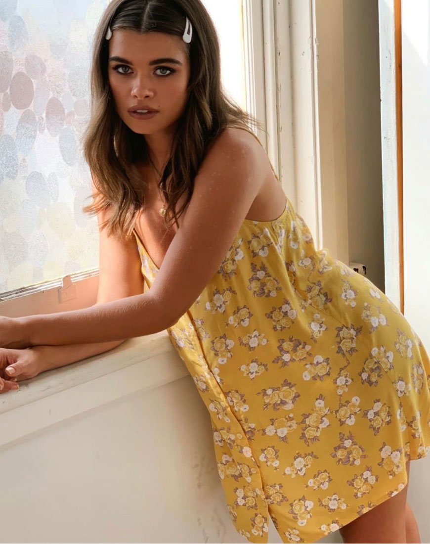 Image de Sanna Slip Dress in Rose Bunch Yellow