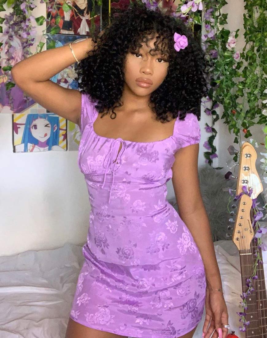 Mini robe Gaval en satin rose lilas