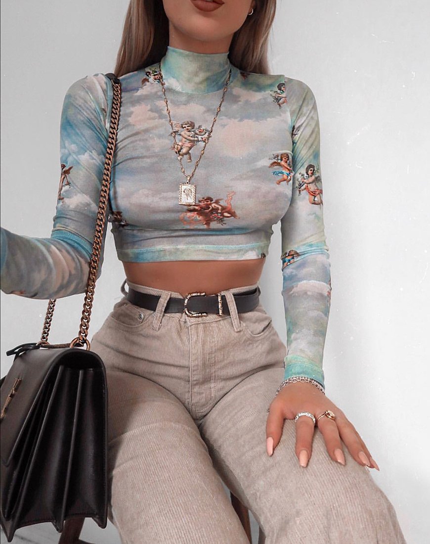 Image de Lara Crop Top in Angel Sky Blue Mesh