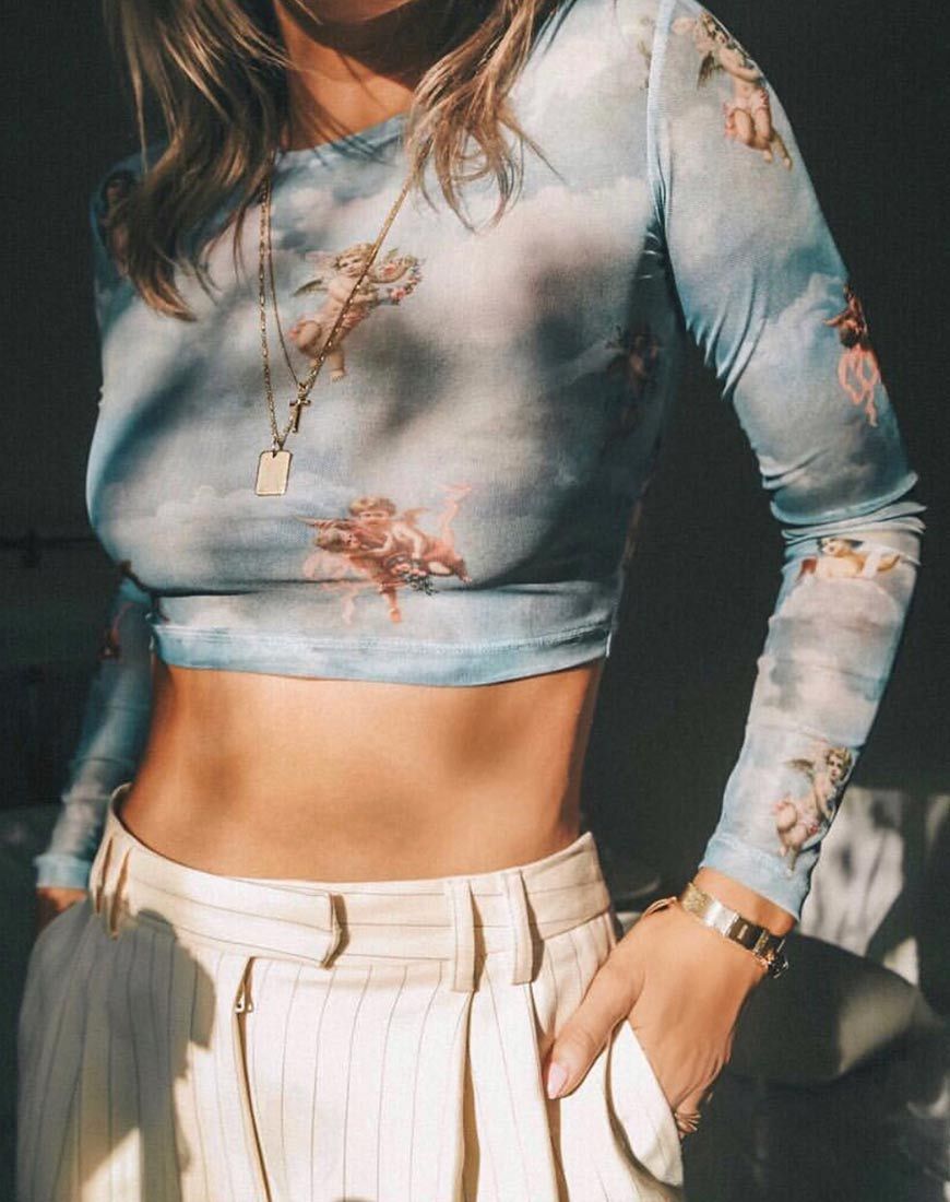 Image de Bonnie Crop Top in Angel Sky Blue Mesh