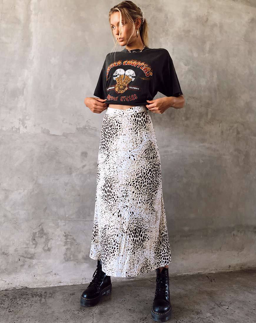 Image of Sash Maxi Skirt in Sand Leopard