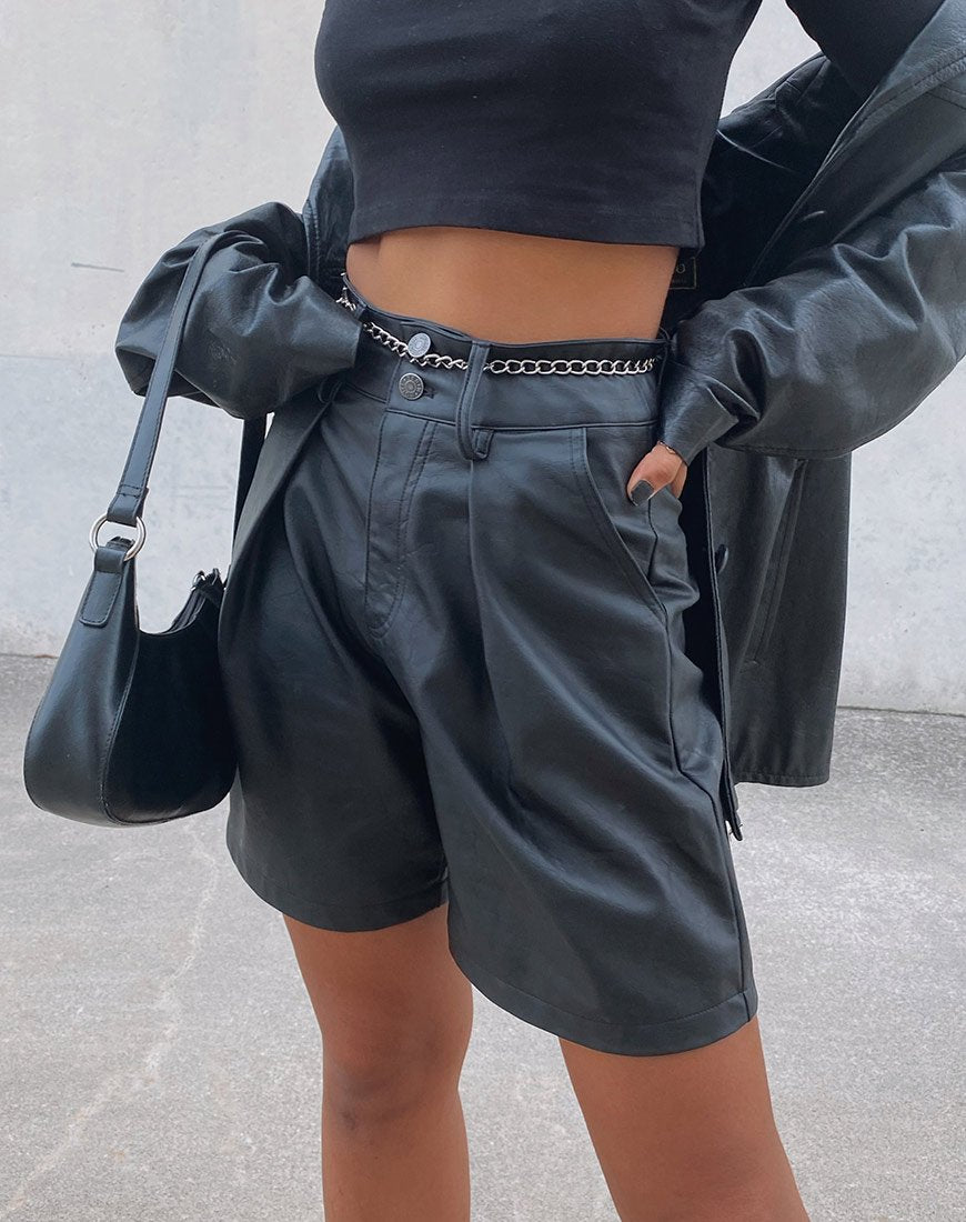 Short Dab en PU noir mat