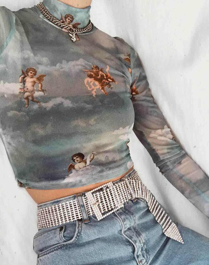 Image de Lara Crop Top in Angel Sky Blue Mesh
