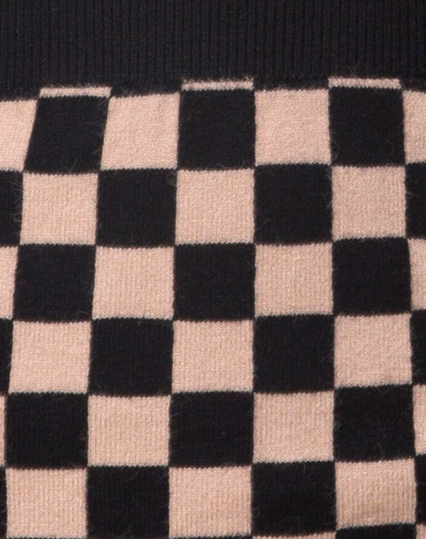 Image de la mini-jupe Immie en damier Tan