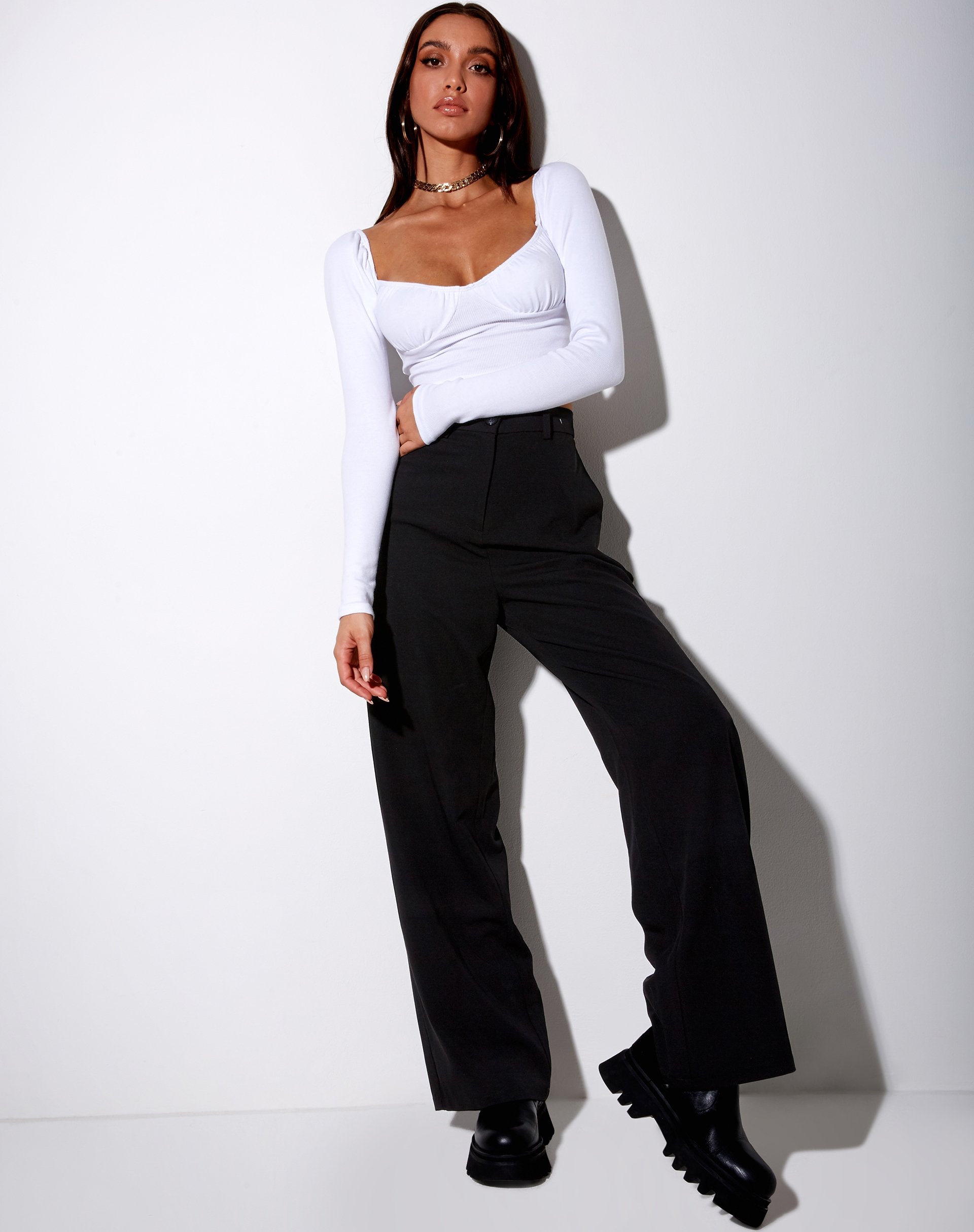 Image de Inalo Crop Top in Rib White