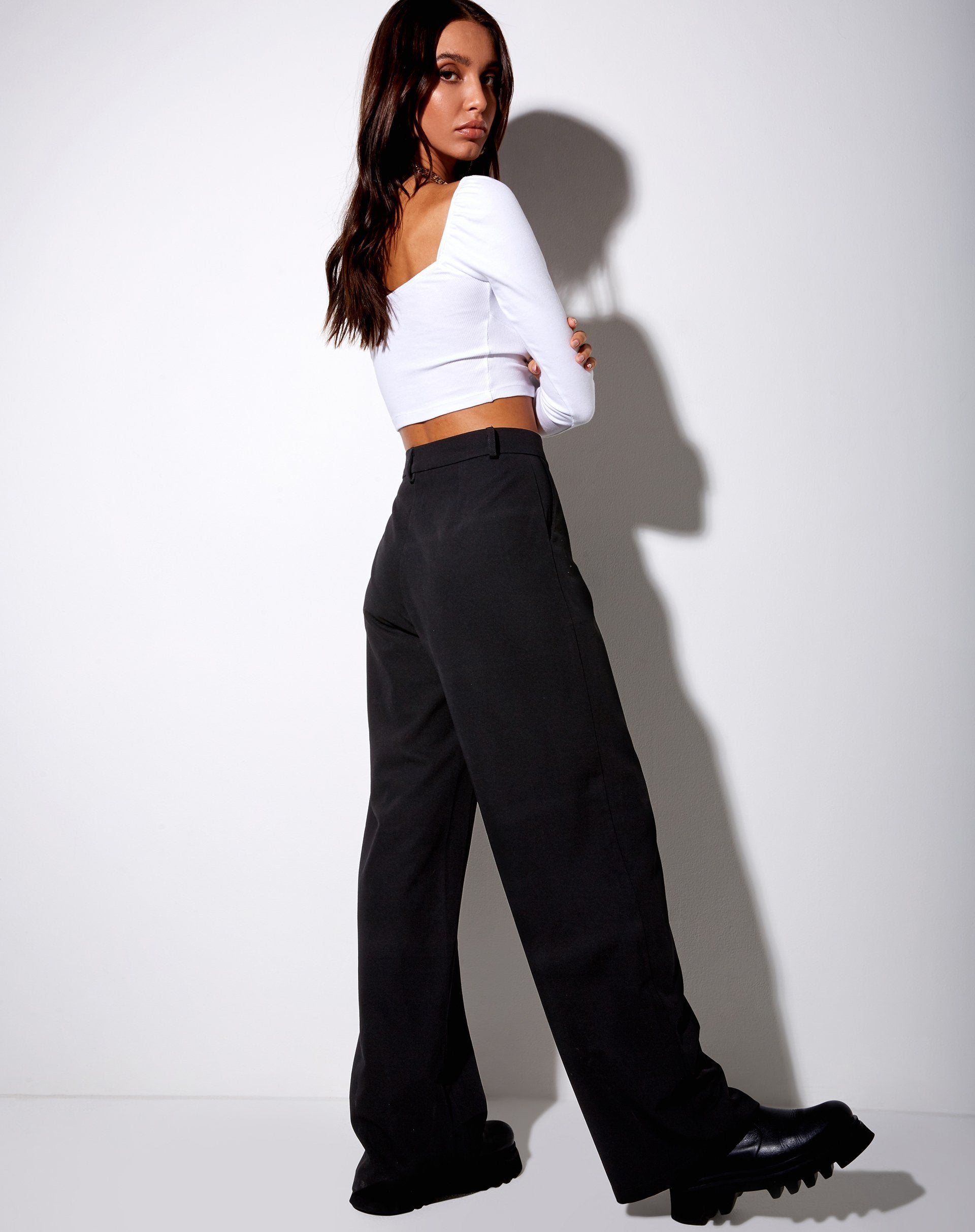 Image de Inalo Crop Top in Rib White