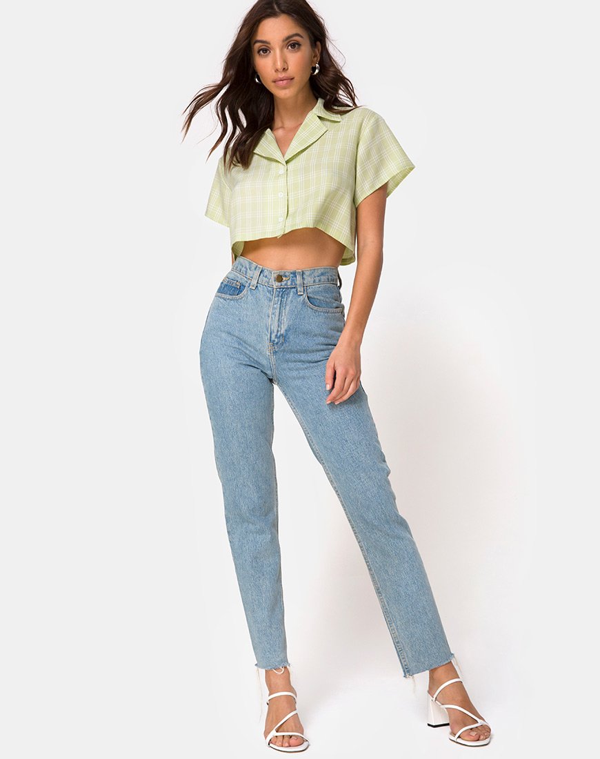 Image de Indiana Cropped Shirt in Sage Check