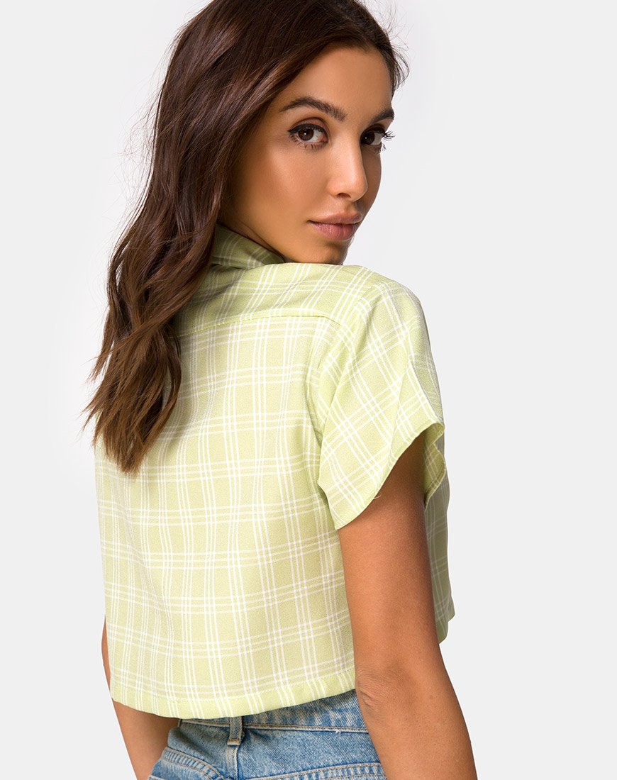 Indiana Cropped Shirt, Sage Check