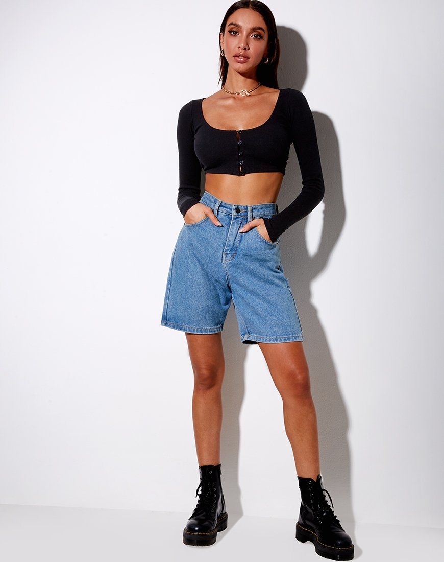 Image de Ineke Crop Top in Rib Black