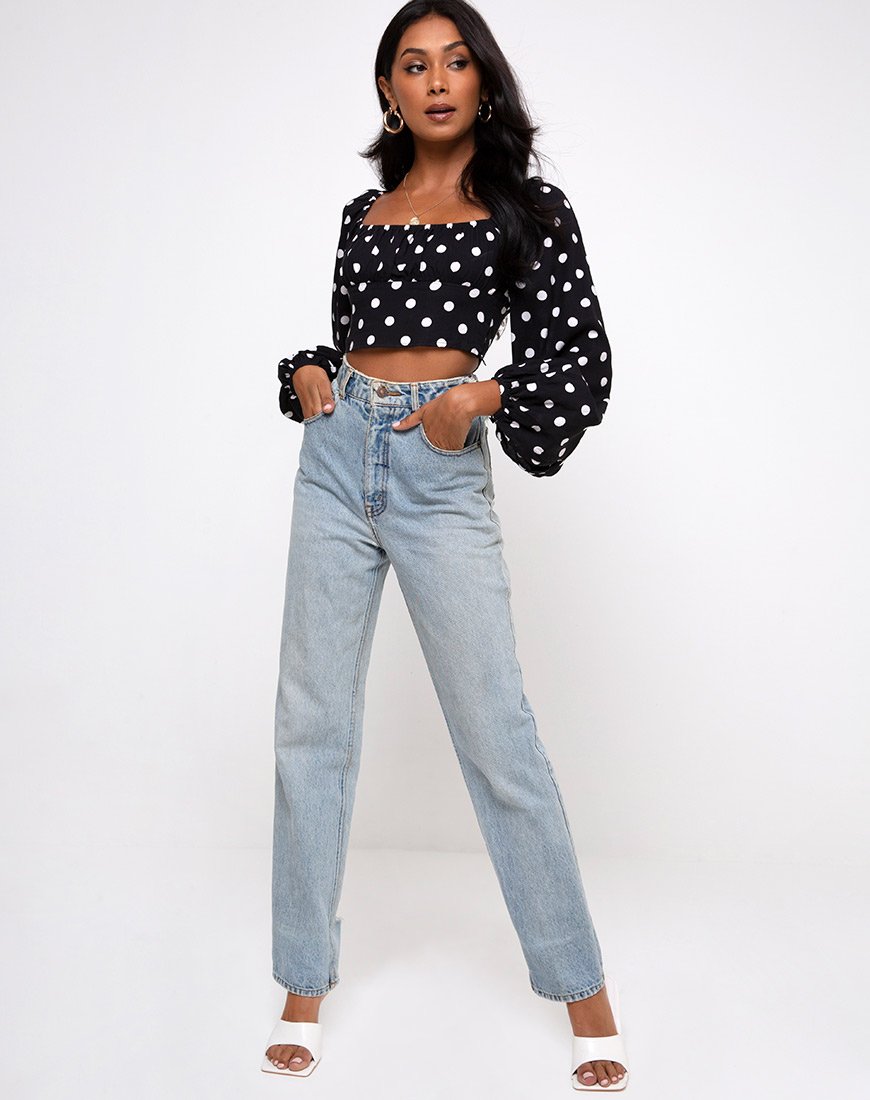 Image de Irene Longsleeve Top in 80s Polka Black