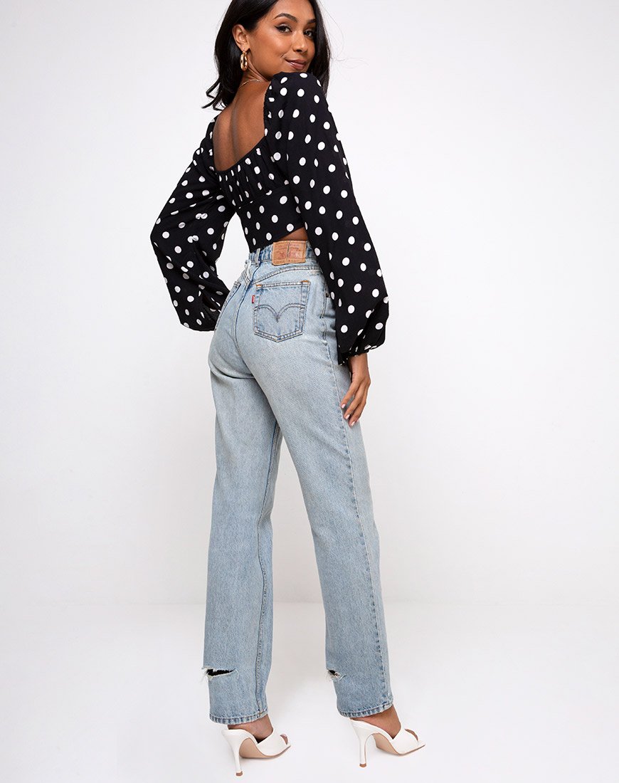 Image de Irene Longsleeve Top in 80s Polka Black