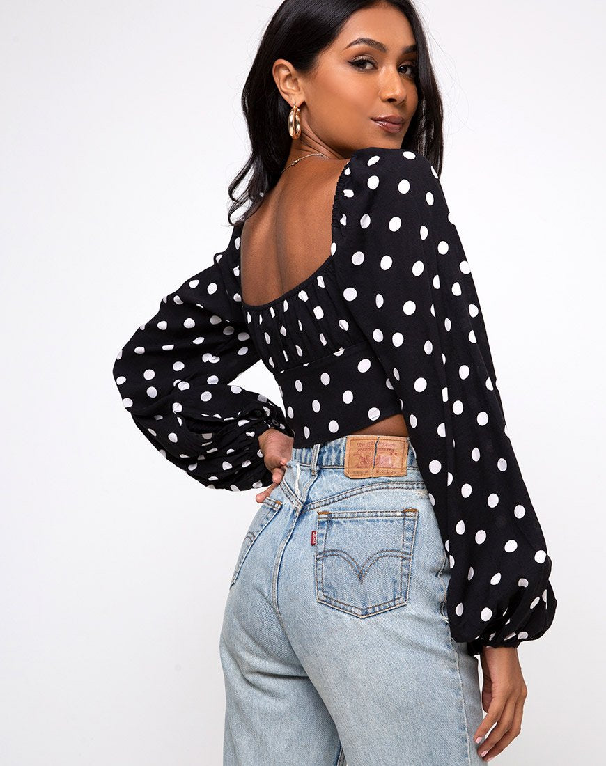 Image de Irene Longsleeve Top in 80s Polka Black