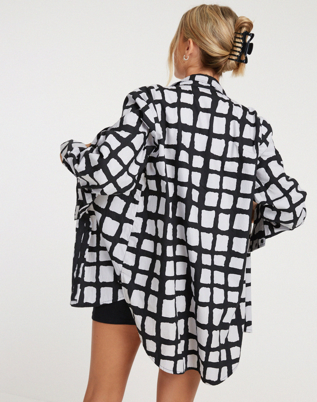 Elm Shirt in Mono Painted Check Black (chemise à carreaux peints)