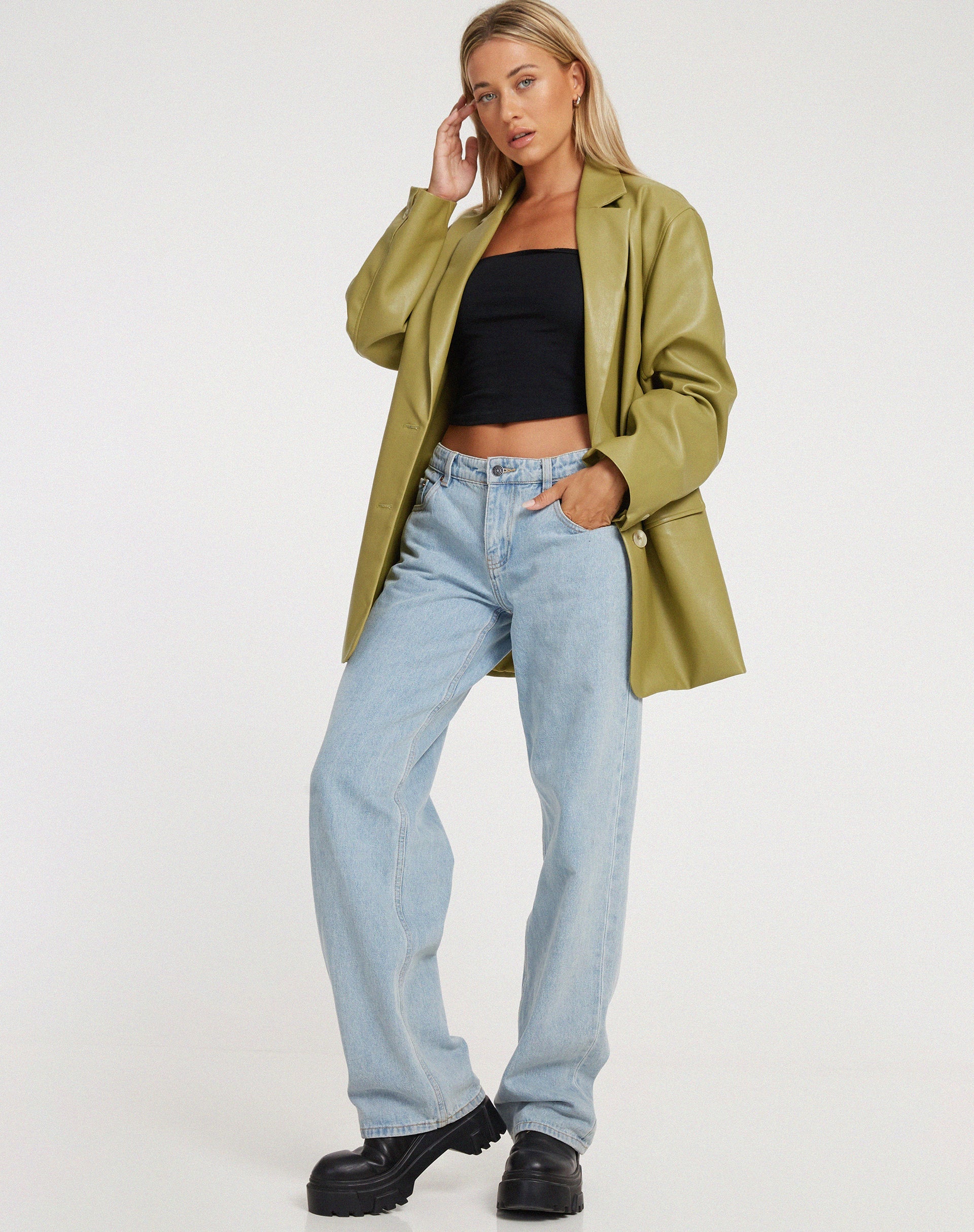 IMAGE DU Blazer Saken en PU Leaf Green