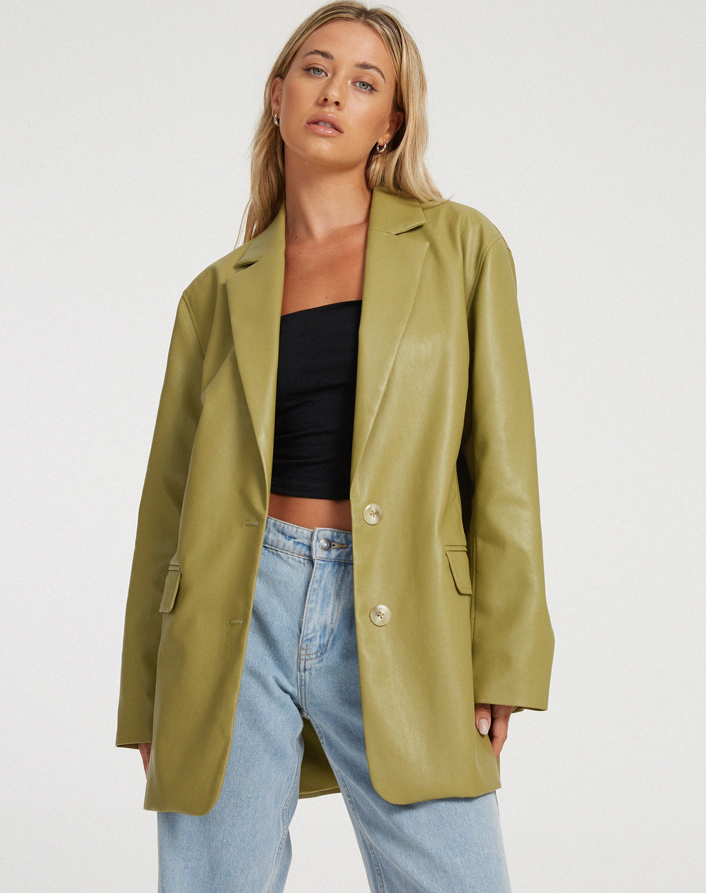 Blazer Saken en PU Leaf Green
