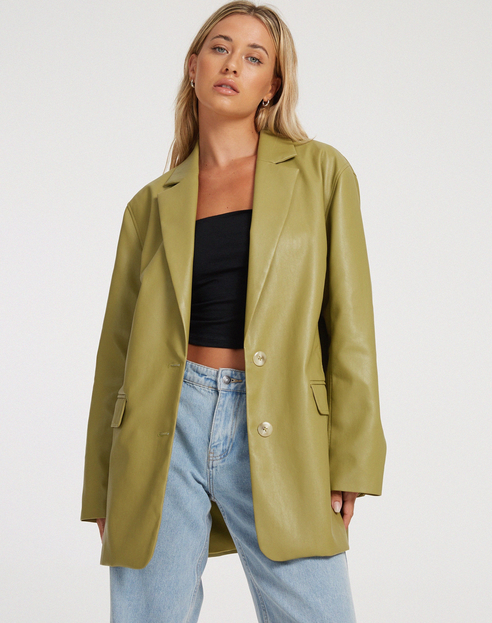 IMAGE DU Blazer Saken en PU Leaf Green