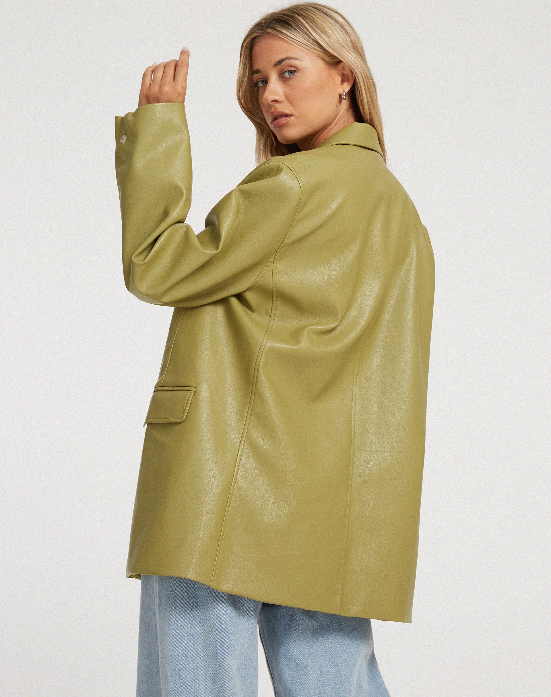 IMAGE DU Blazer Saken en PU Leaf Green
