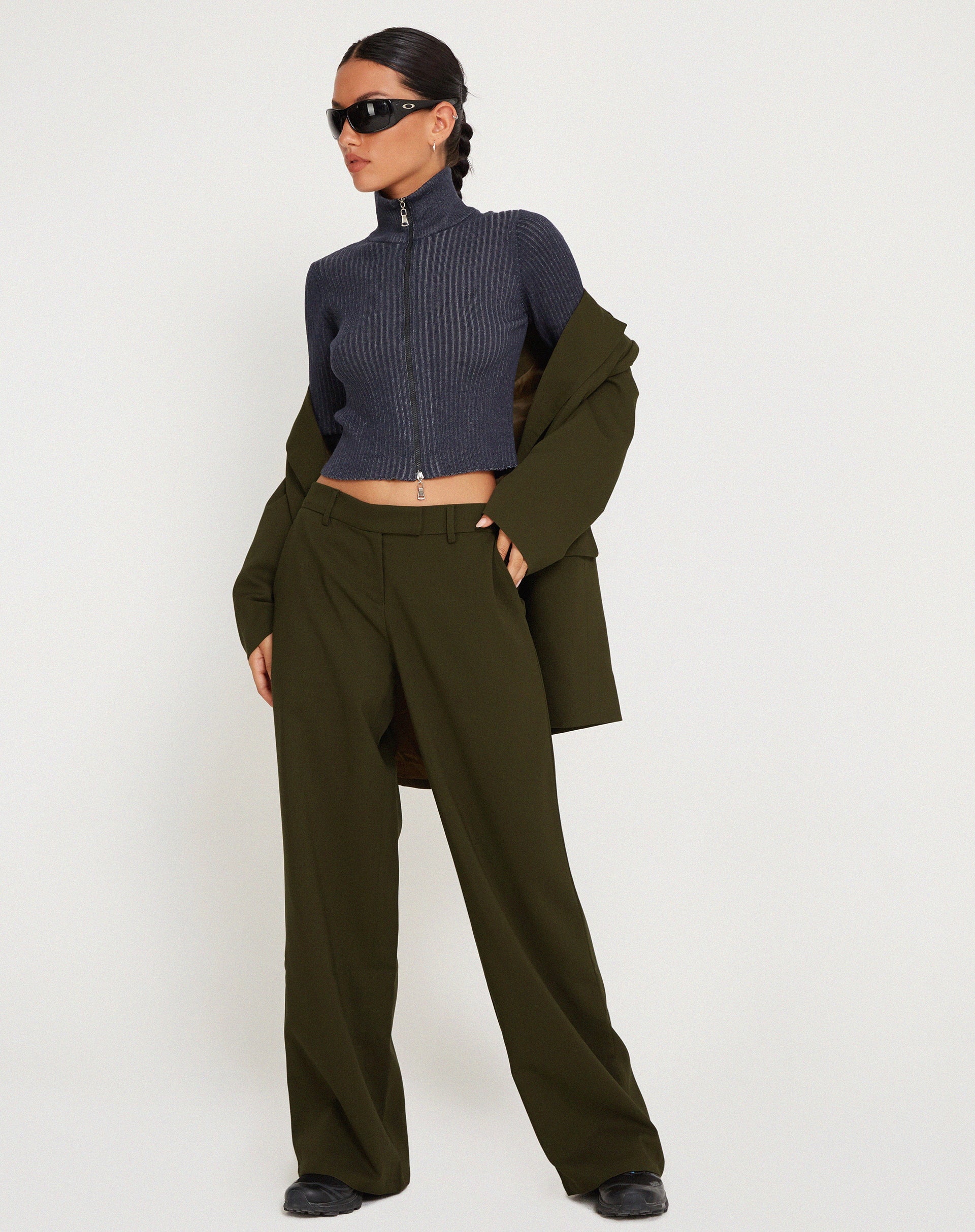 Image de Jabba Wide Leg Trouser in Dark Khaki