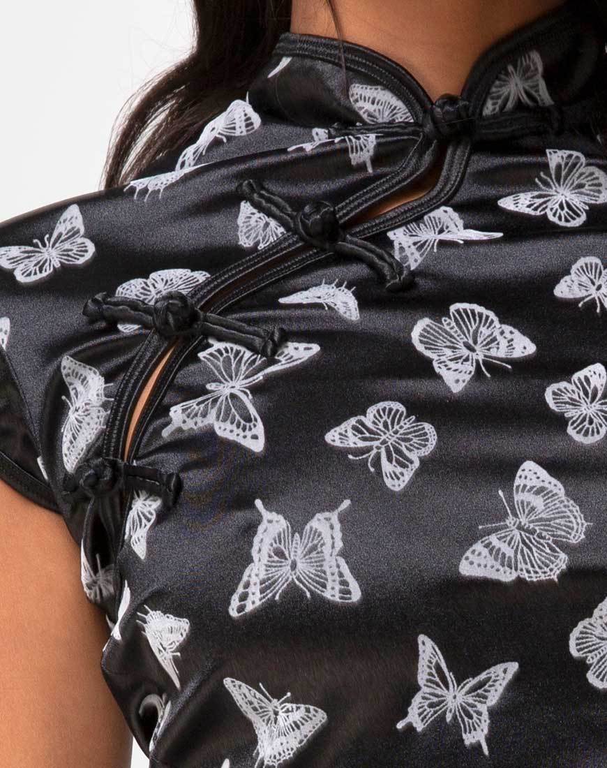 Image de Jakina Crop Top in Black Butterfly Flock