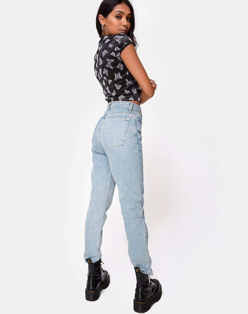 Image de Jakina Crop Top in Black Butterfly Flock