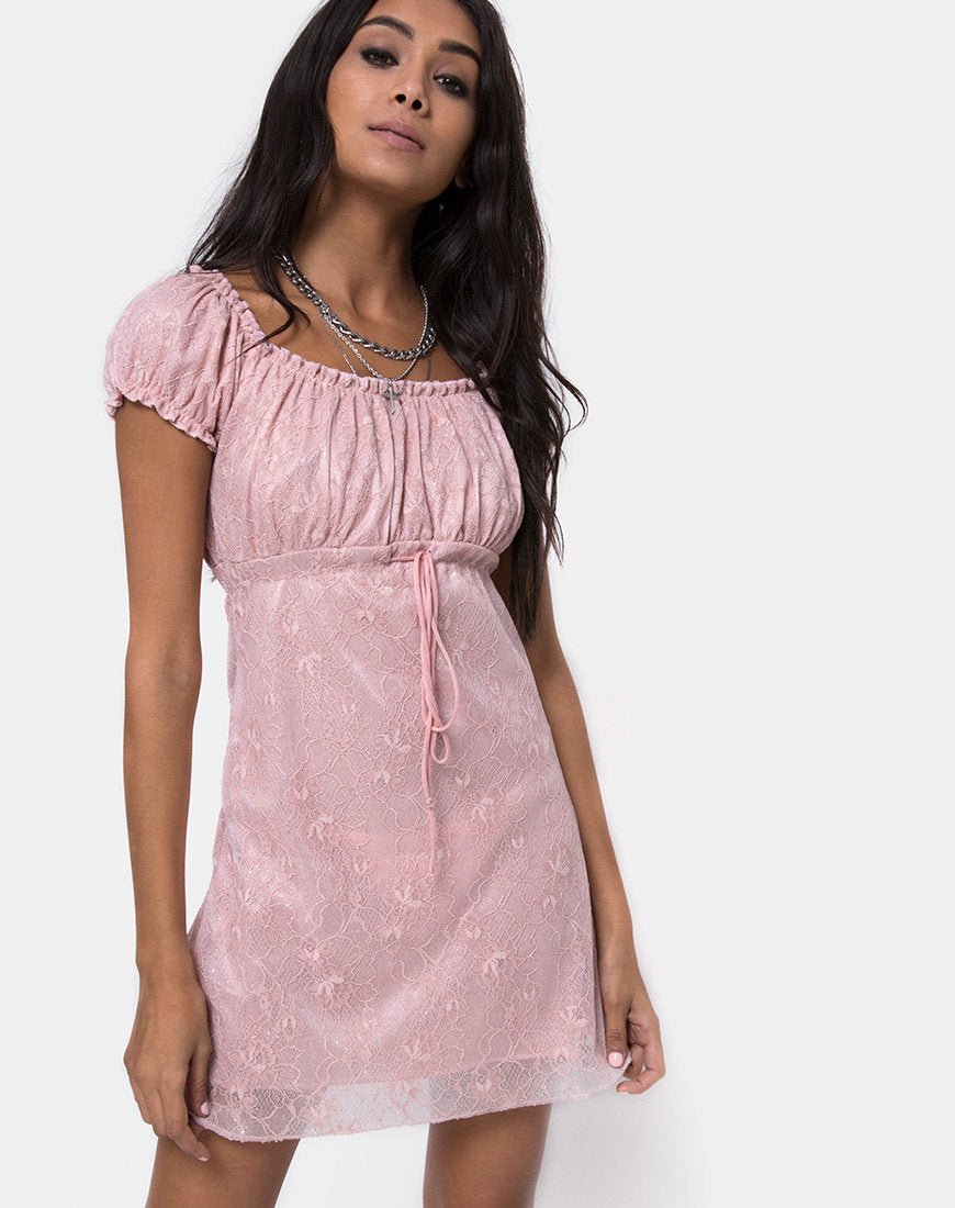 Robe Janette en dentelle rose